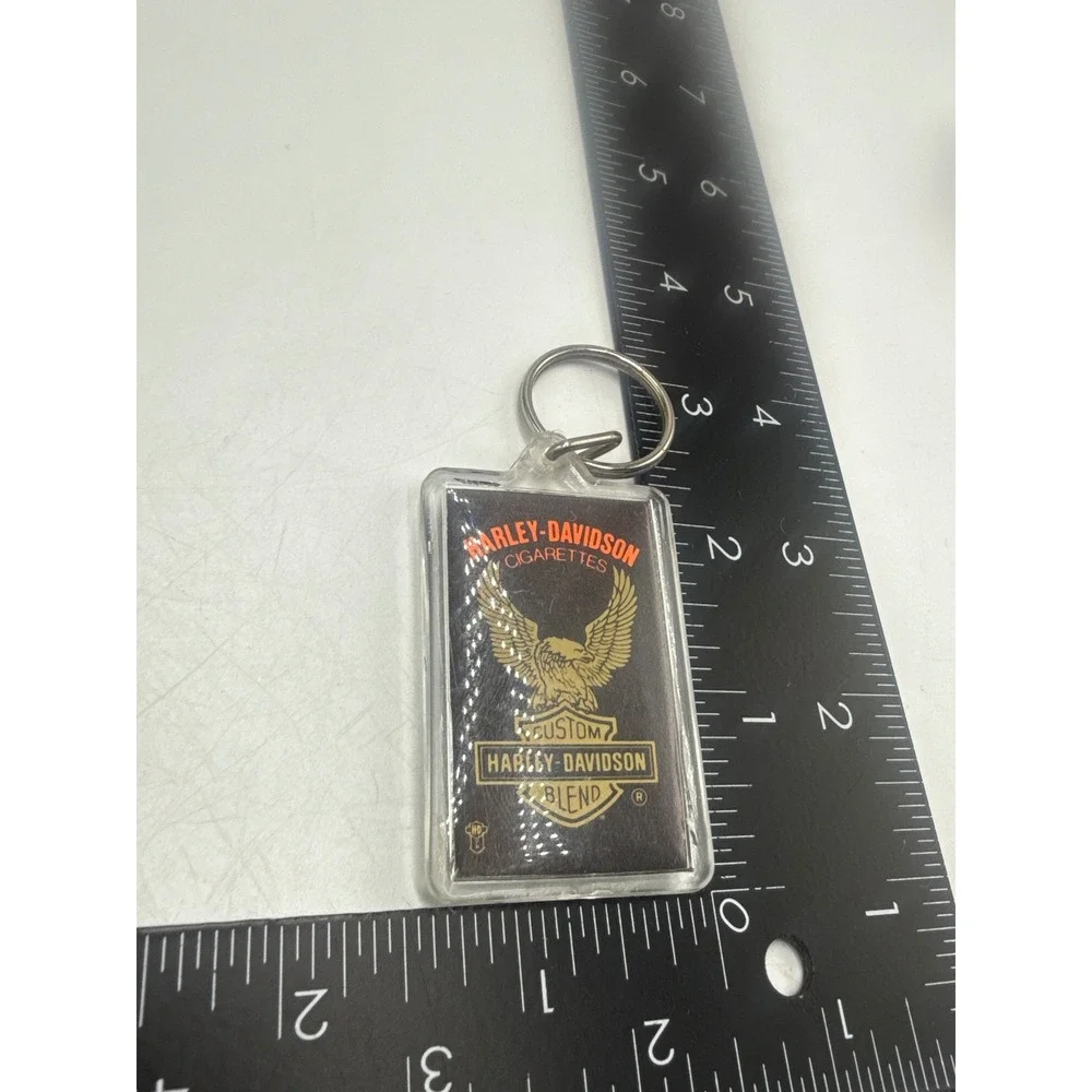 Vintage Harley Davidson Cigarettes Keychain Custom Blend Eagle Acrylic Fob 90s